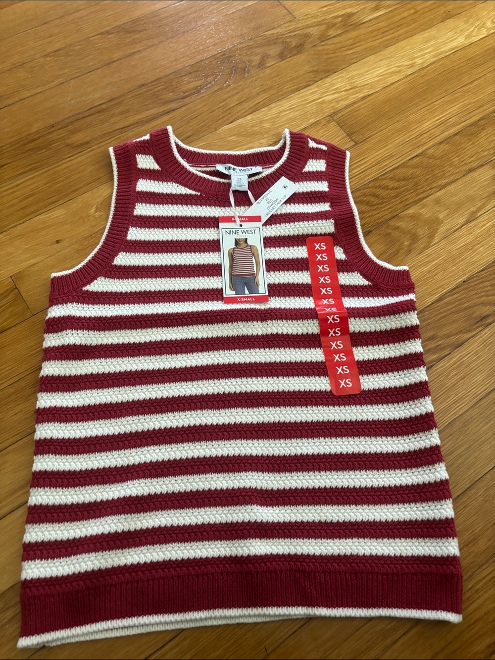 Nine West Red and White Striped Knit Tank Top - Kids